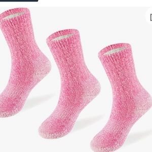 Pink Merino Wool Blend Cold Weather Crew Length Socks for Kids and Toddlers.